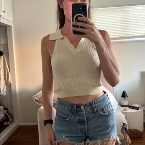 ROLLA'S Cream Ribbed Tank Top